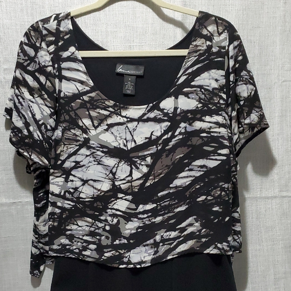 Lane Bryant Black and White Printed Two-Piece Skirt Set - Picture 2 of 4